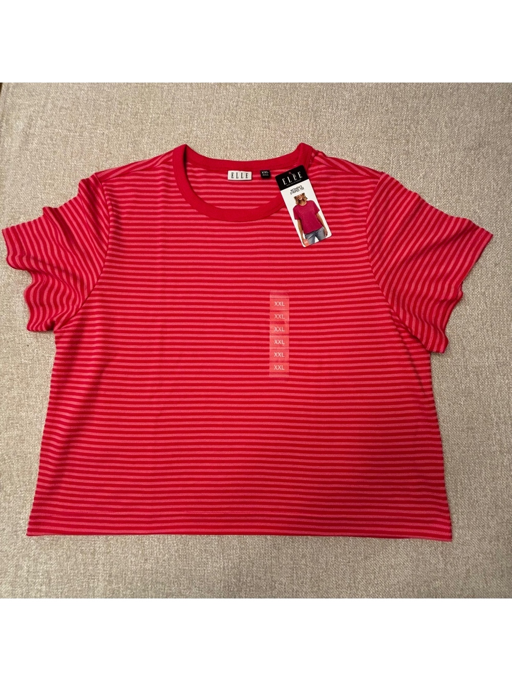 Elle Women’s Pink Striped T-Shirt Size XXL